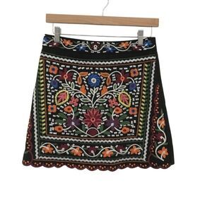 LULU's black embroidered Don't Stop the Party Skirt Women's Medium